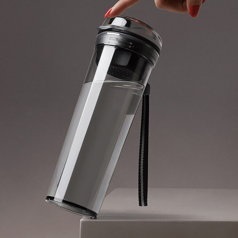 特百惠(Tupperware)晶彩MAX茶韵随心杯600ML大容量便携户外运动水杯泡茶杯 塑料杯带茶隔杯绳 BE23